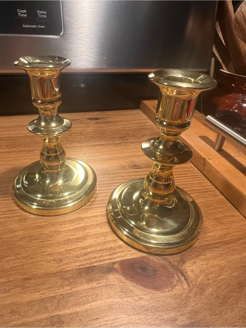 Vintage Baldwin Brass Candlestick Pair - Classic Gold Finish 5”